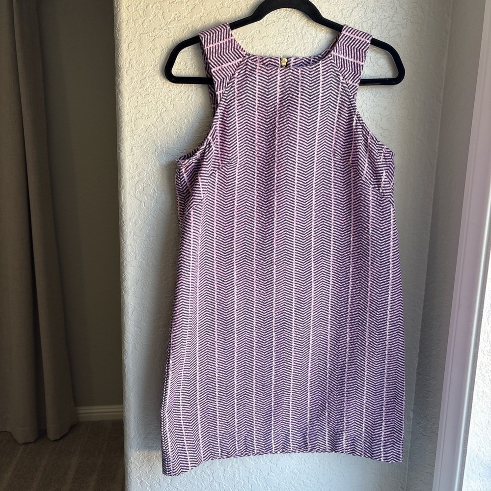 Southern Tide Womens 8 Mini‎ Dress Sleeveless Shift Purple Textured Cotton
